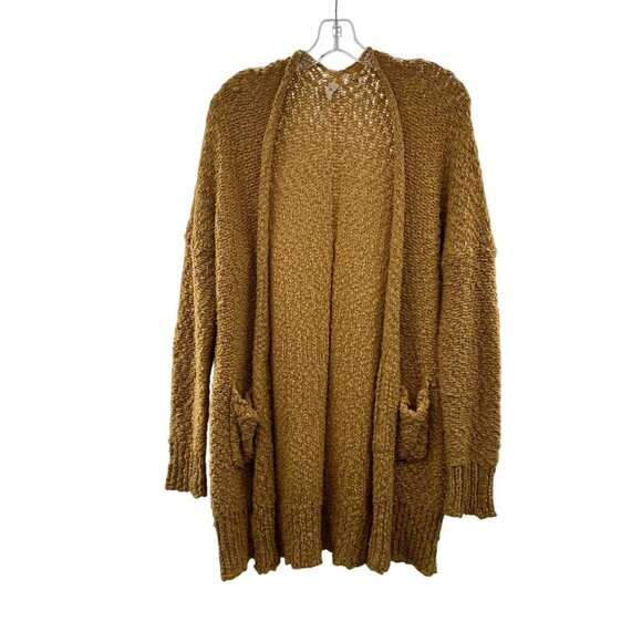 Wishlist Chunky Knit Cardigan Open Front Yellow Size S/M Pockets - Picture 1 of 9